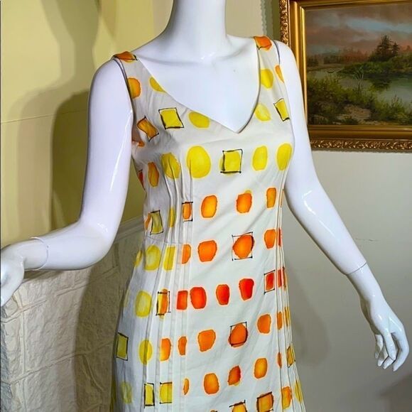 Akris Punto Sleeveless Cotton Print Dress - Picture 7 of 10